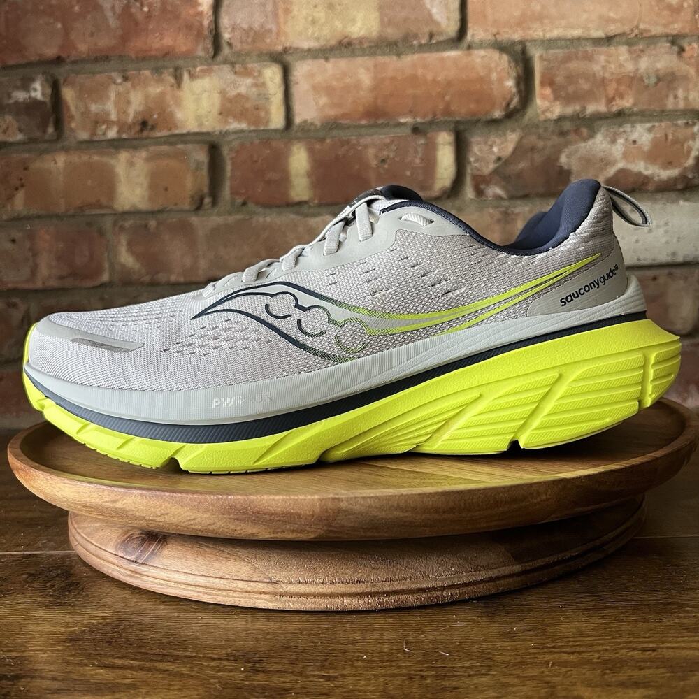 Saucony Guide 18 Stability Cushioned Gray Yellow Running Shoes Sneakers Mens 9.5